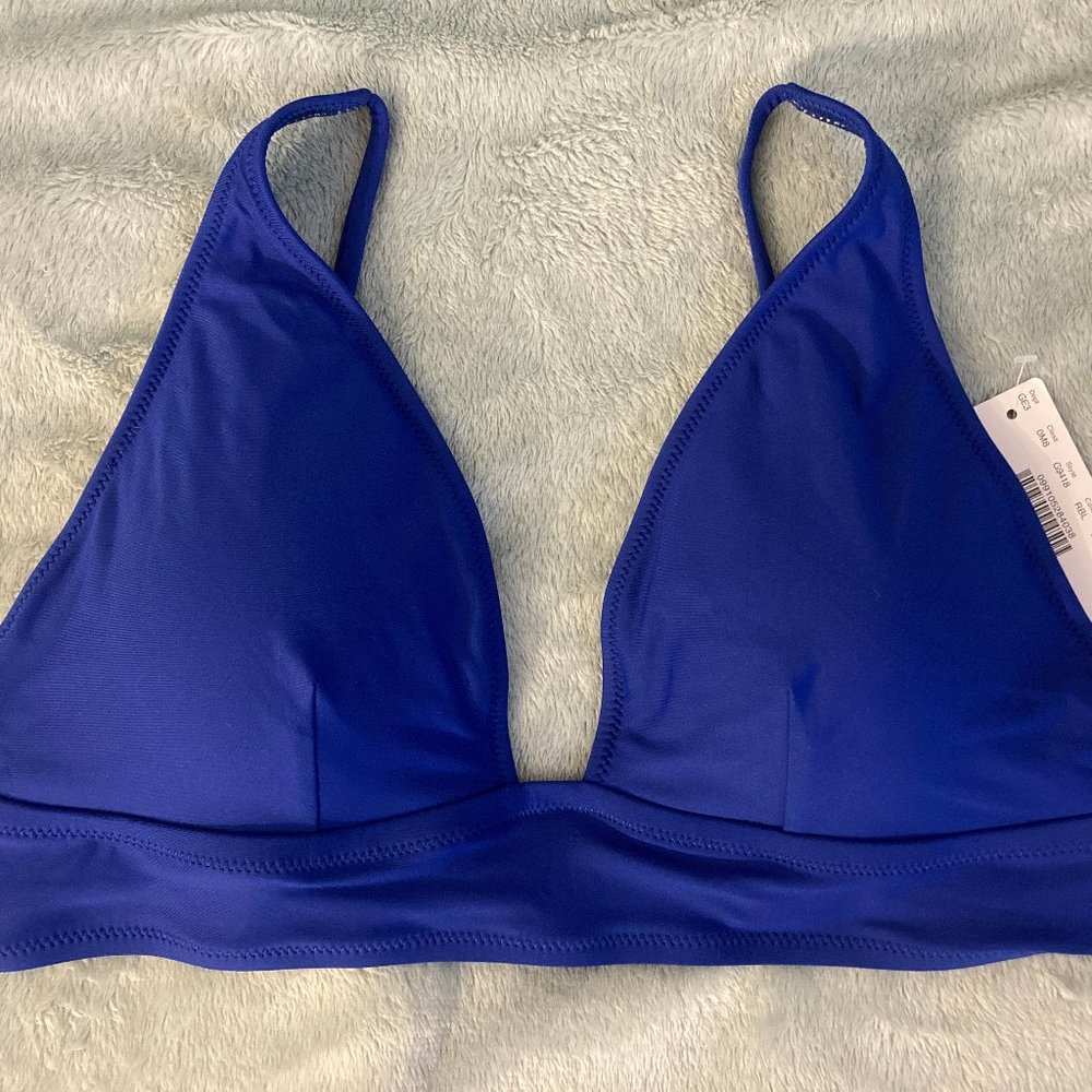 J.CREW, NWT, Plunge V-neck bikini top, Medium, royal blue
